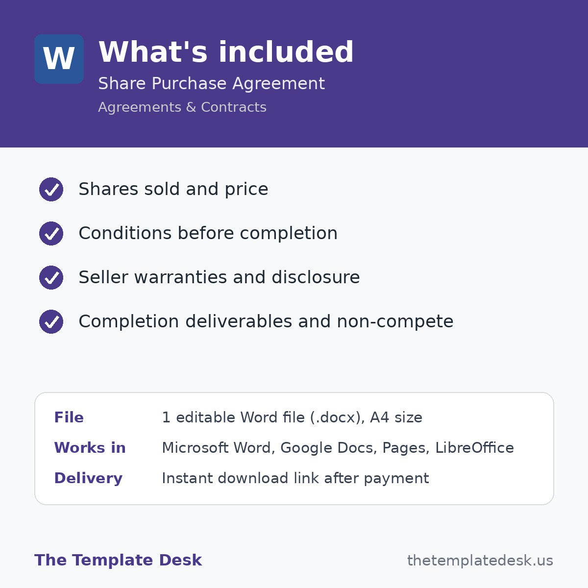 Share Purchase Agreement – what's included