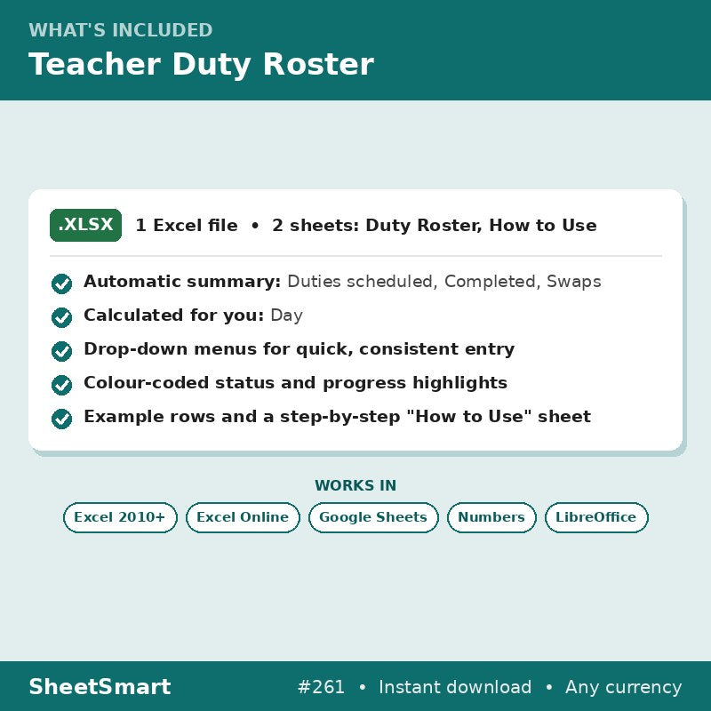 Teacher Duty Roster – what's included