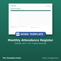 Monthly Attendance Register – cover