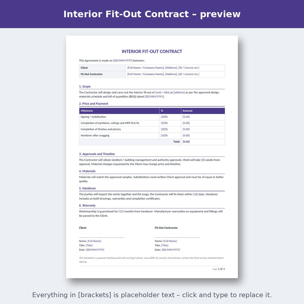 Interior Fit-Out Contract – preview
