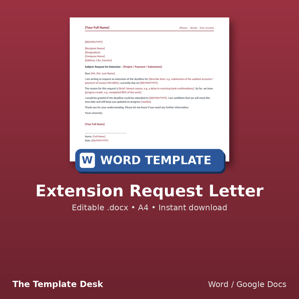 Extension Request Letter – cover