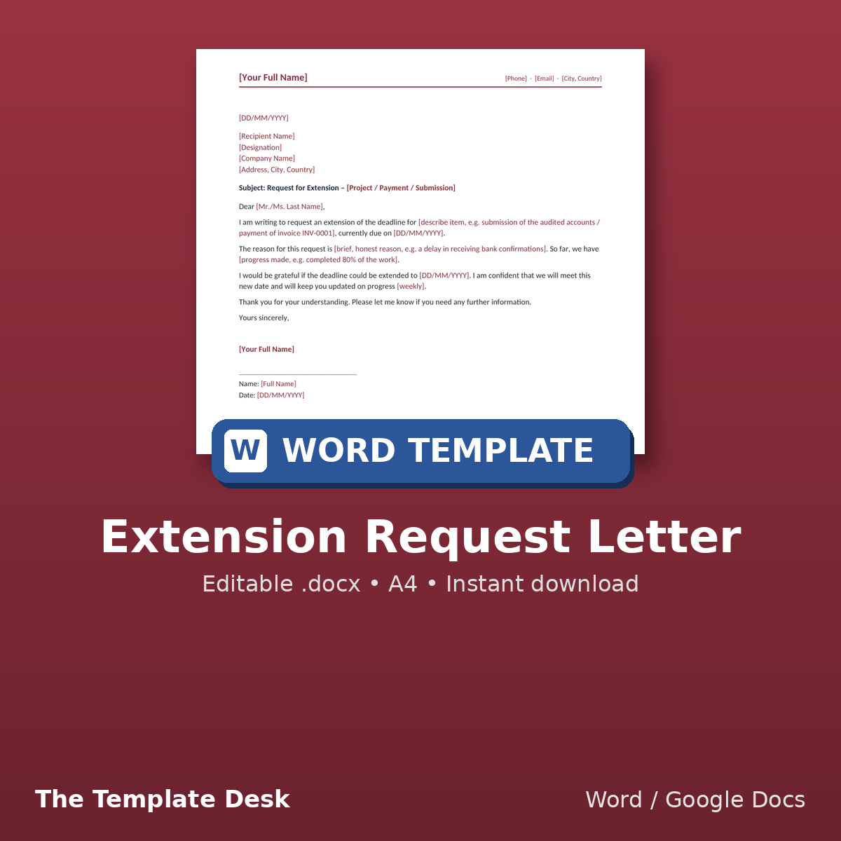 Extension Request Letter – cover