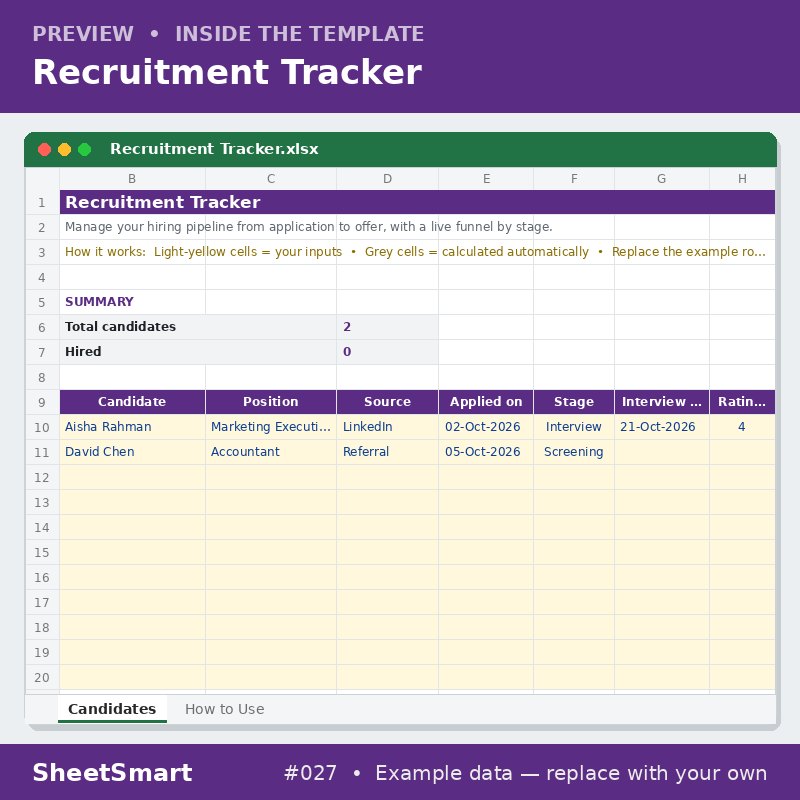 Recruitment Tracker – sheet preview