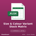 Size & Colour Variant Stock Matrix – Excel template