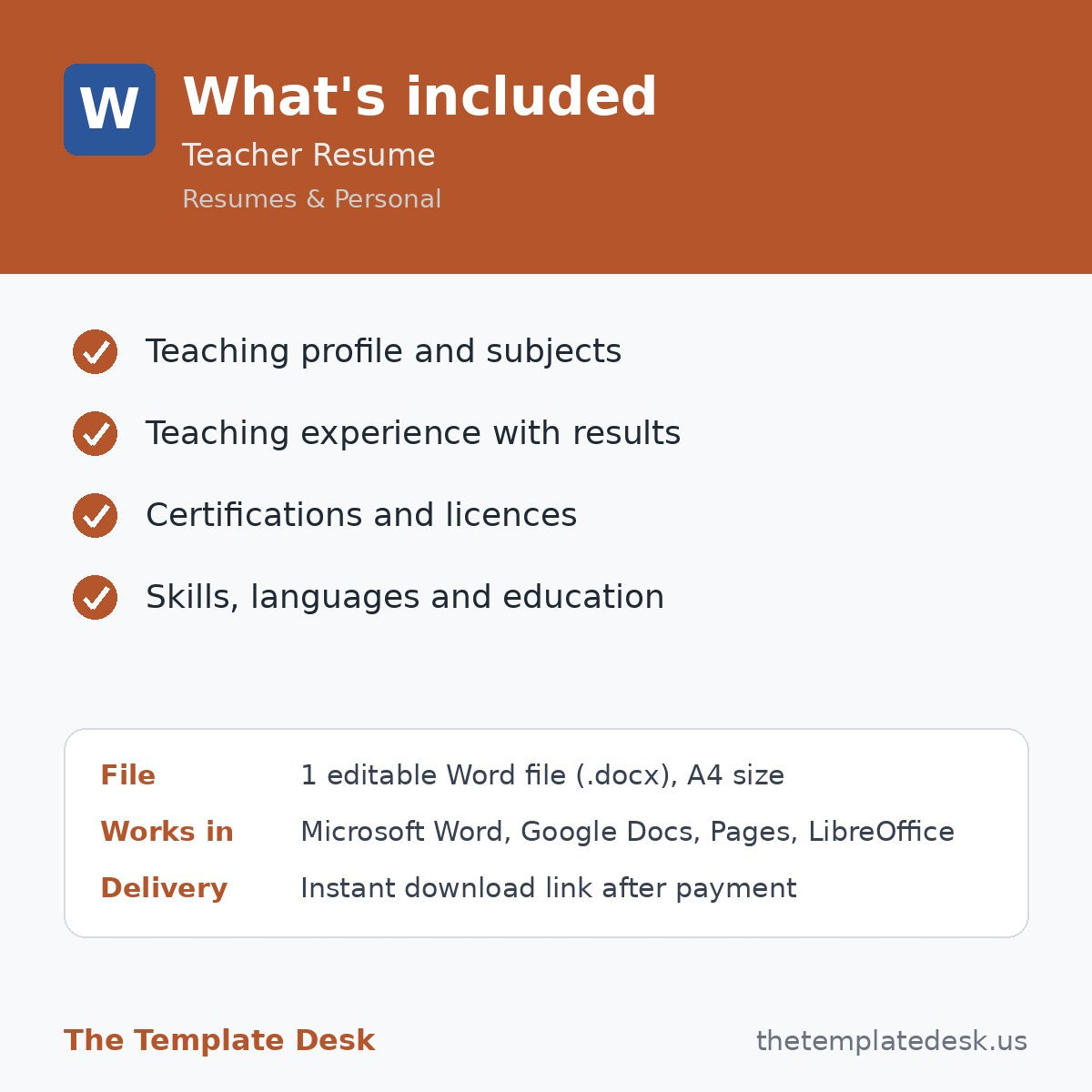 Teacher Resume – what's included