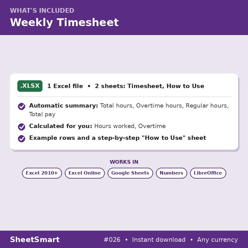 Weekly Timesheet – what's included