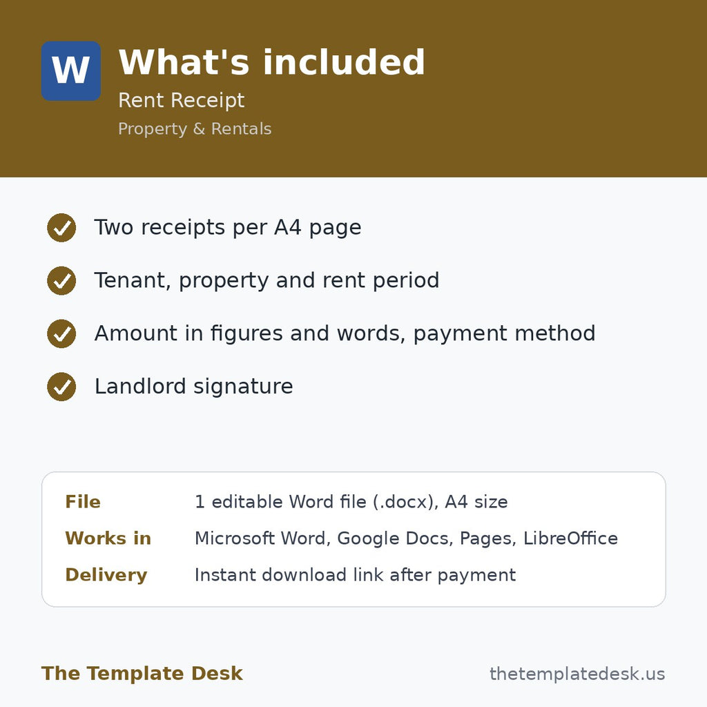 Rent Receipt – what's included