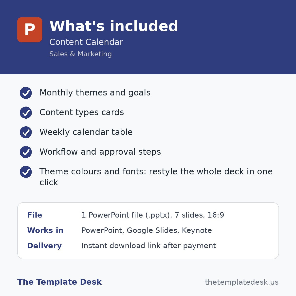 Content Calendar – what's included