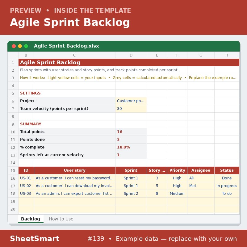 Agile Sprint Backlog – sheet preview