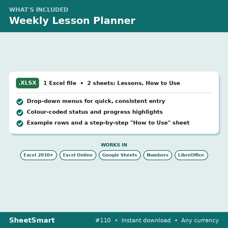 Weekly Lesson Planner – what's included
