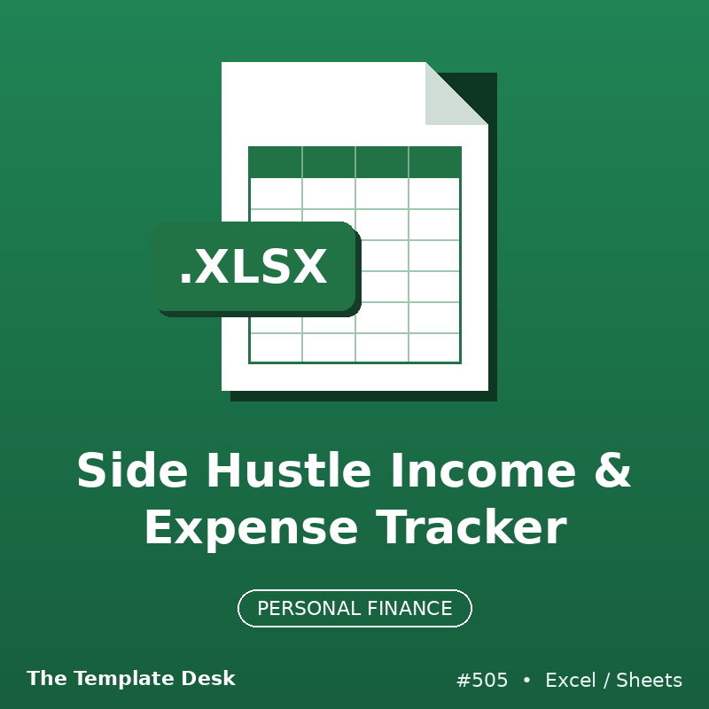 Side Hustle Income & Expense Tracker – Excel template