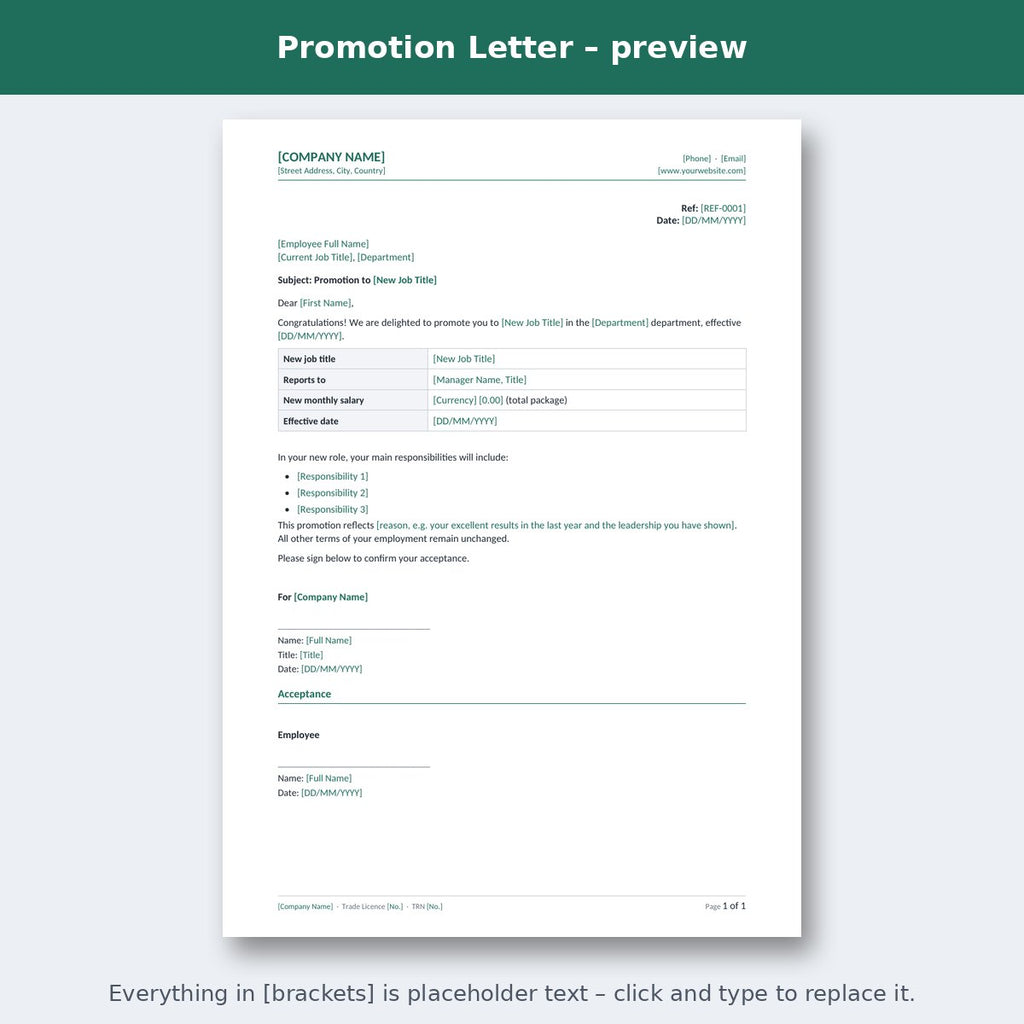 Promotion Letter – preview