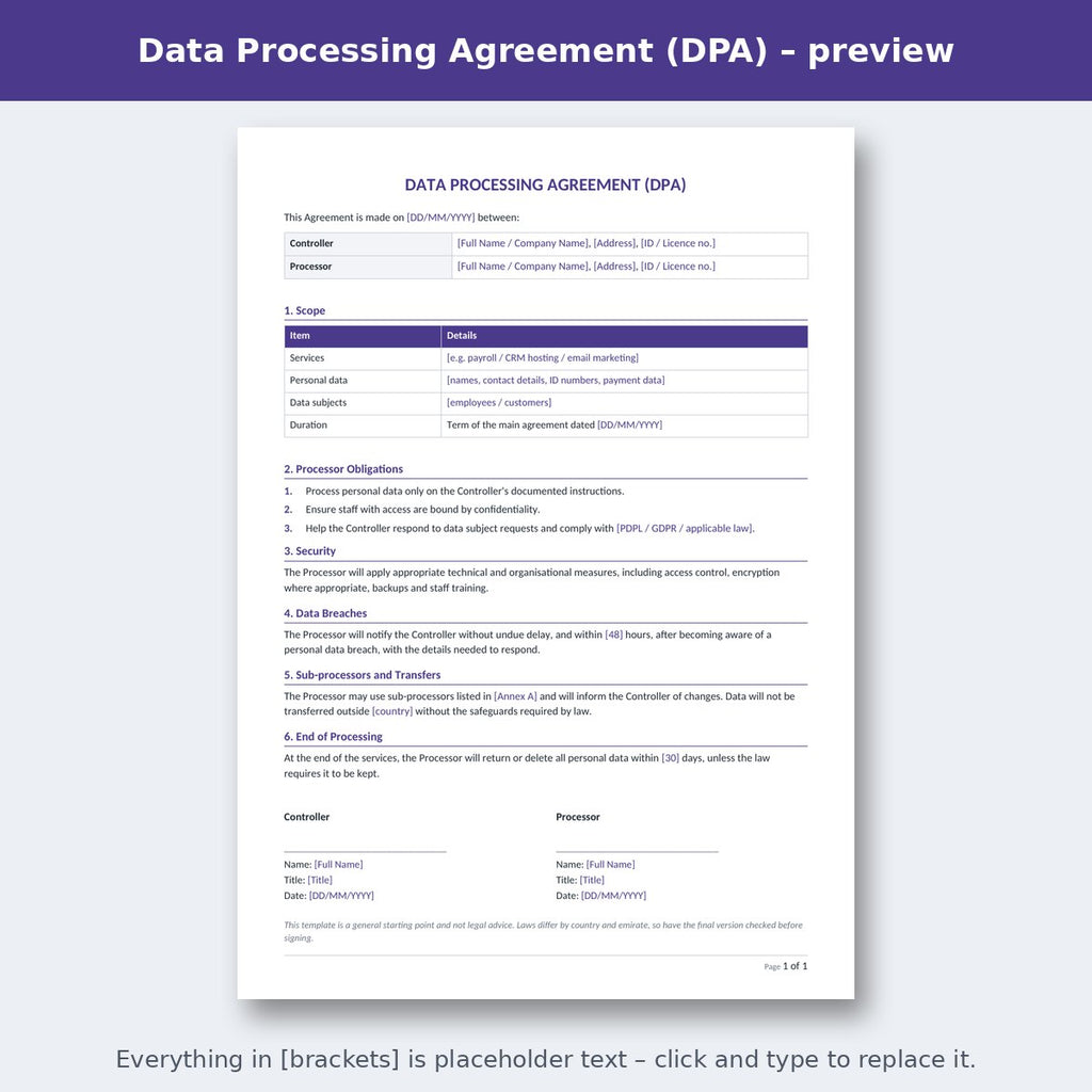 Data Processing Agreement (DPA) – preview