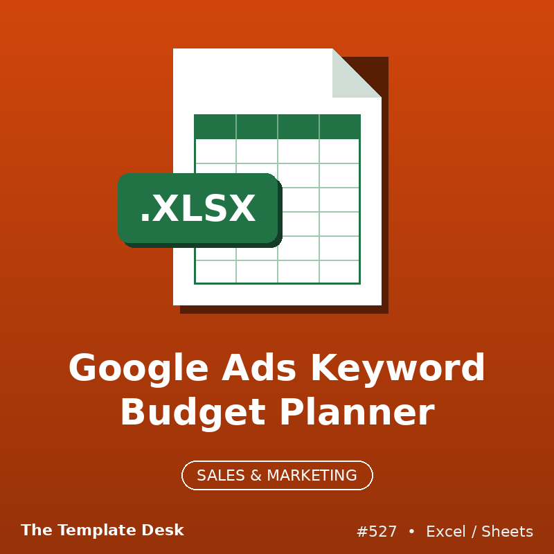 Google Ads Keyword Budget Planner – Excel template