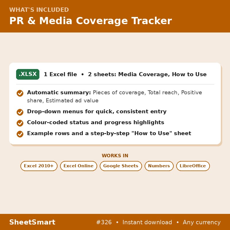 PR & Media Coverage Tracker – what's included