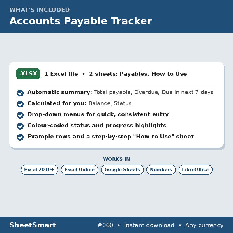 Accounts Payable Tracker – what's included