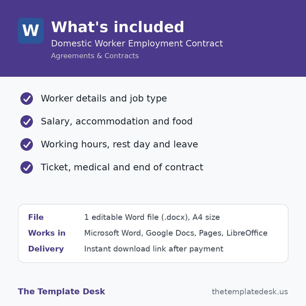 Domestic Worker Employment Contract – what's included