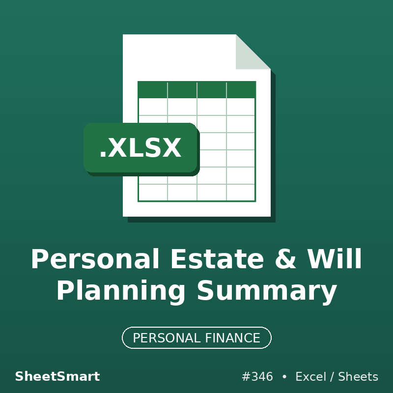 Personal Estate & Will Planning Summary – Excel template