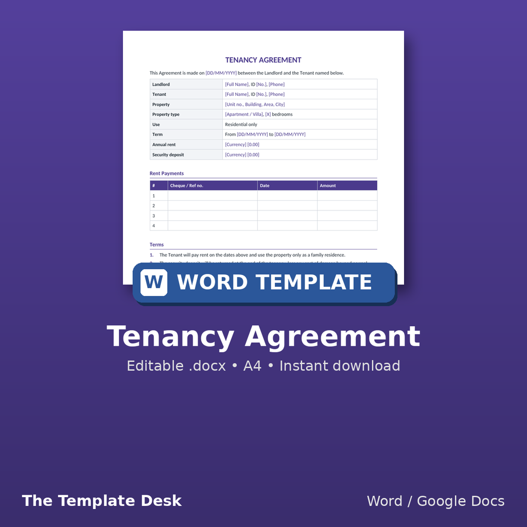 Tenancy Agreement – cover