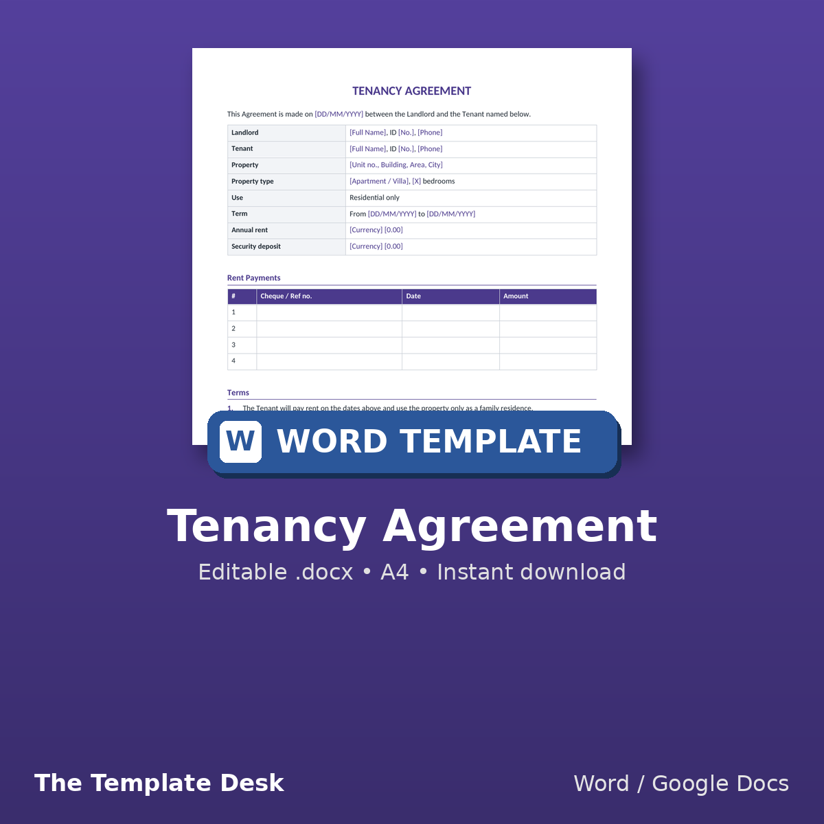 Tenancy Agreement – cover