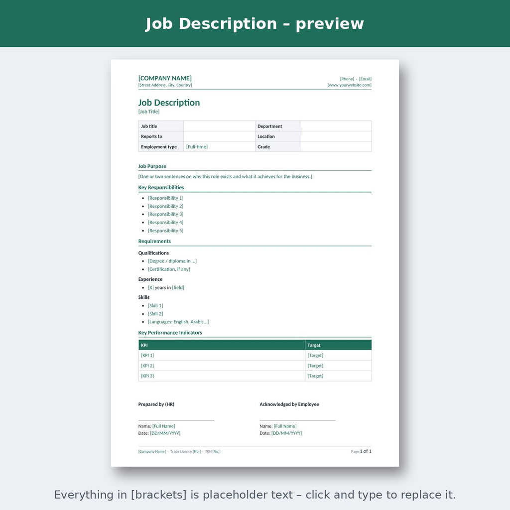 Job Description – preview
