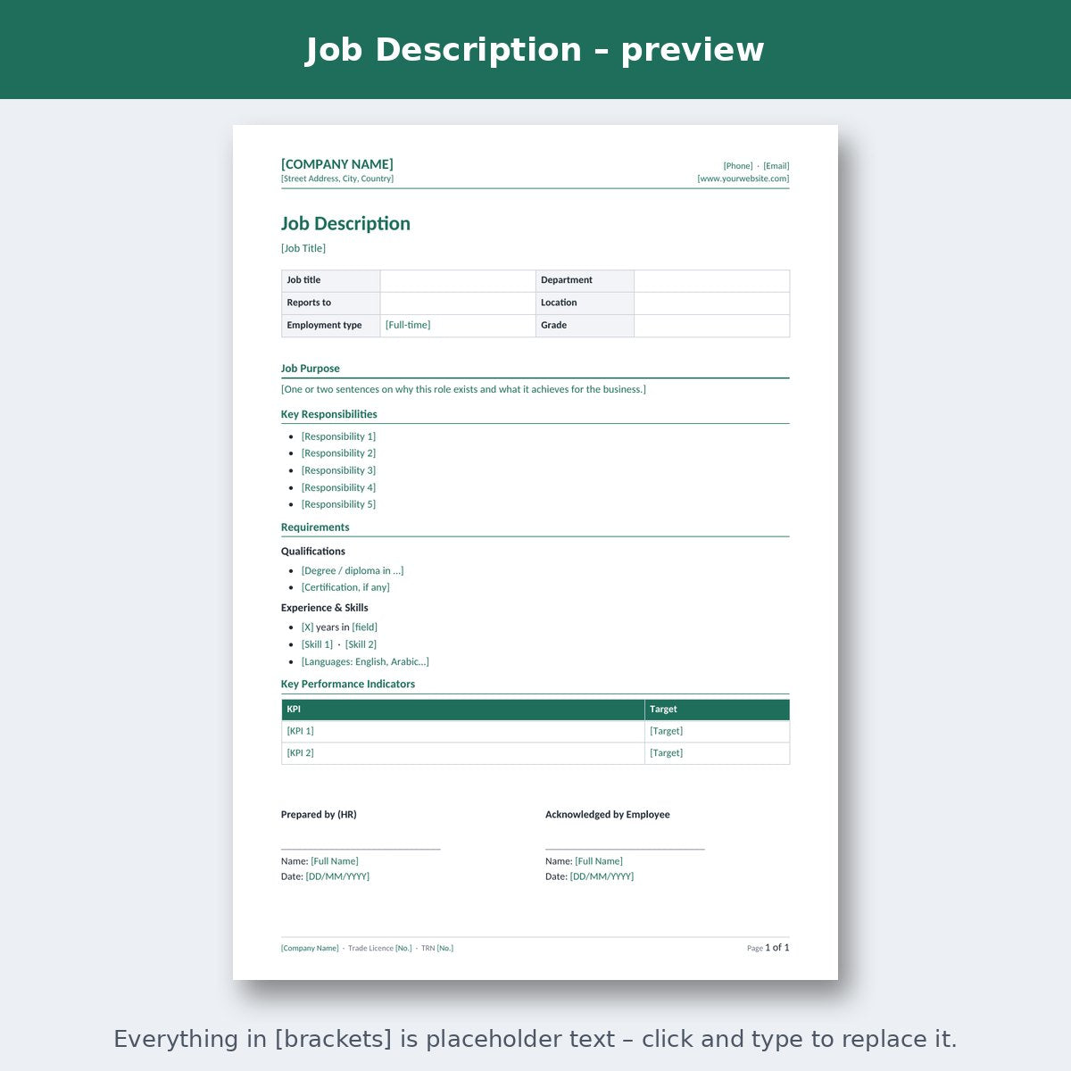 Job Description – preview