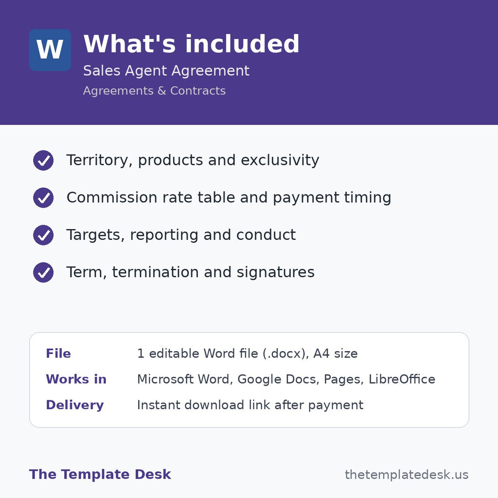 Sales Agent Agreement – what's included