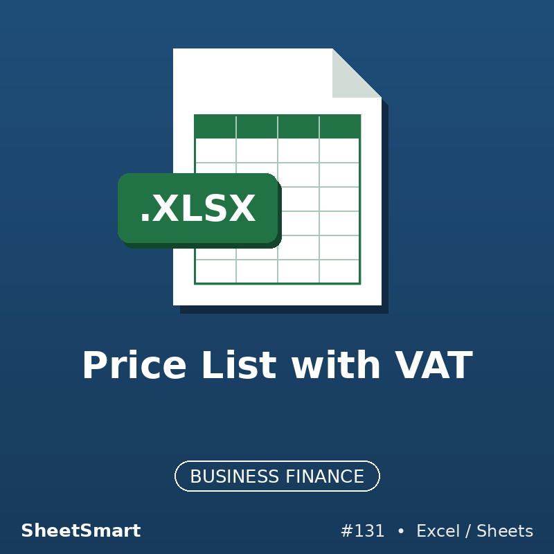 Price List with VAT – Excel template