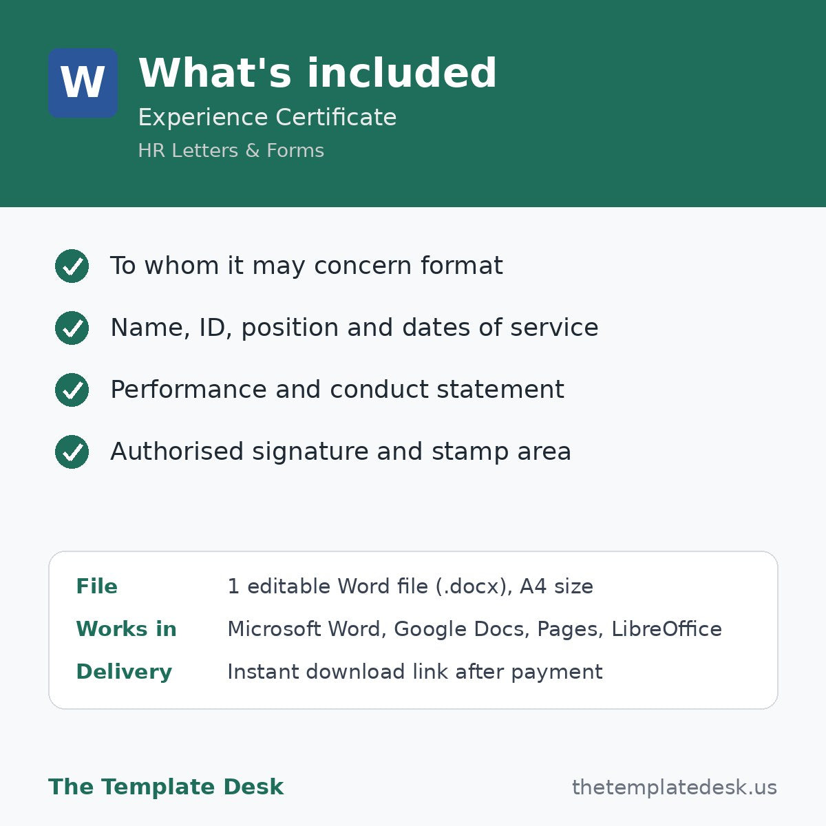 Experience Certificate – what's included