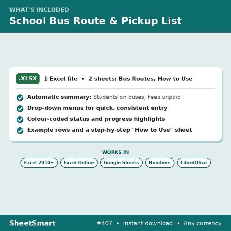 School Bus Route & Pickup List – what's included