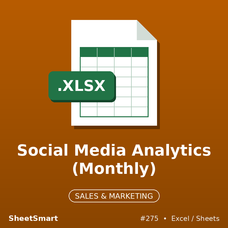 Social Media Analytics (Monthly) – Excel template