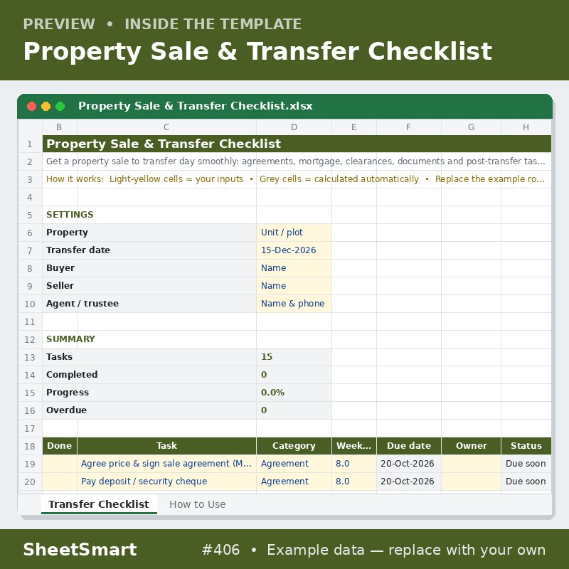 Property Sale & Transfer Checklist – sheet preview