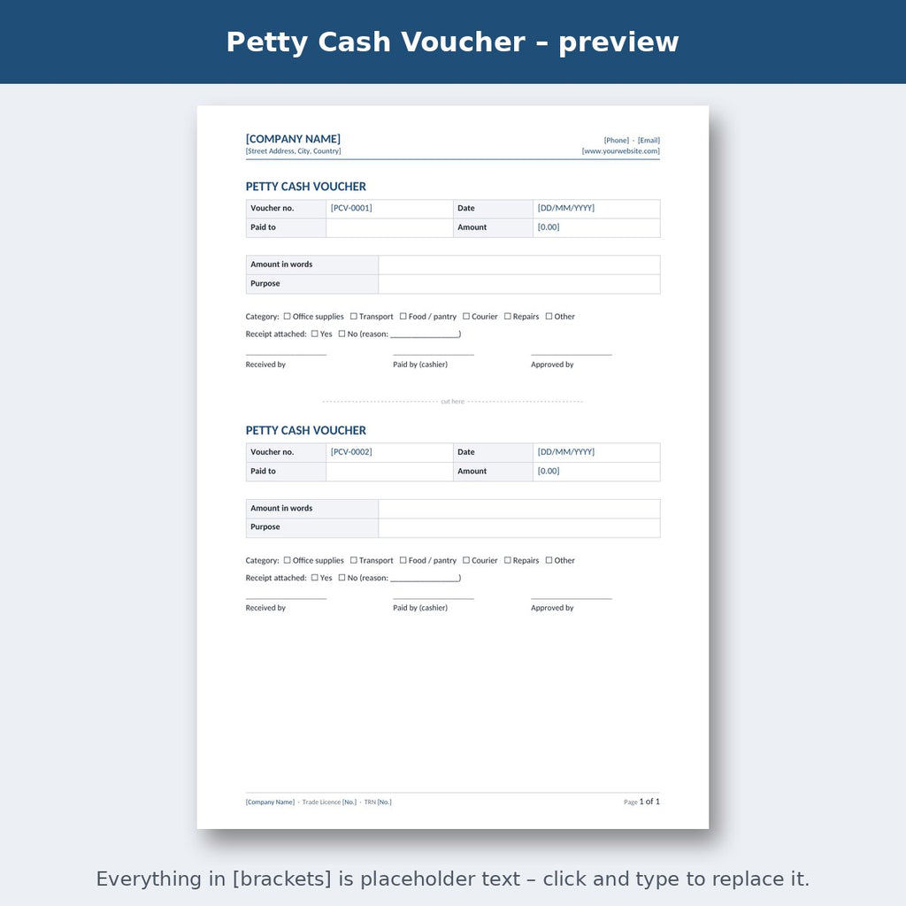 Petty Cash Voucher – preview