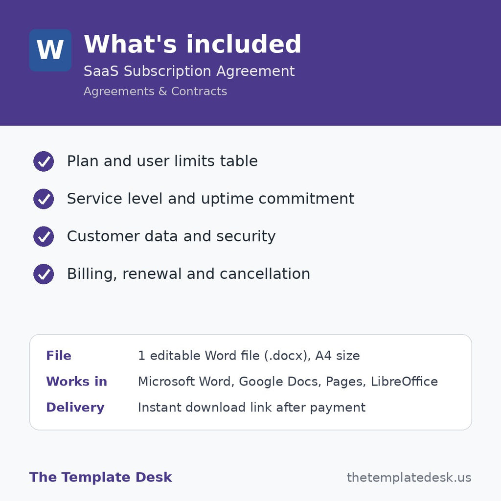 SaaS Subscription Agreement – what's included