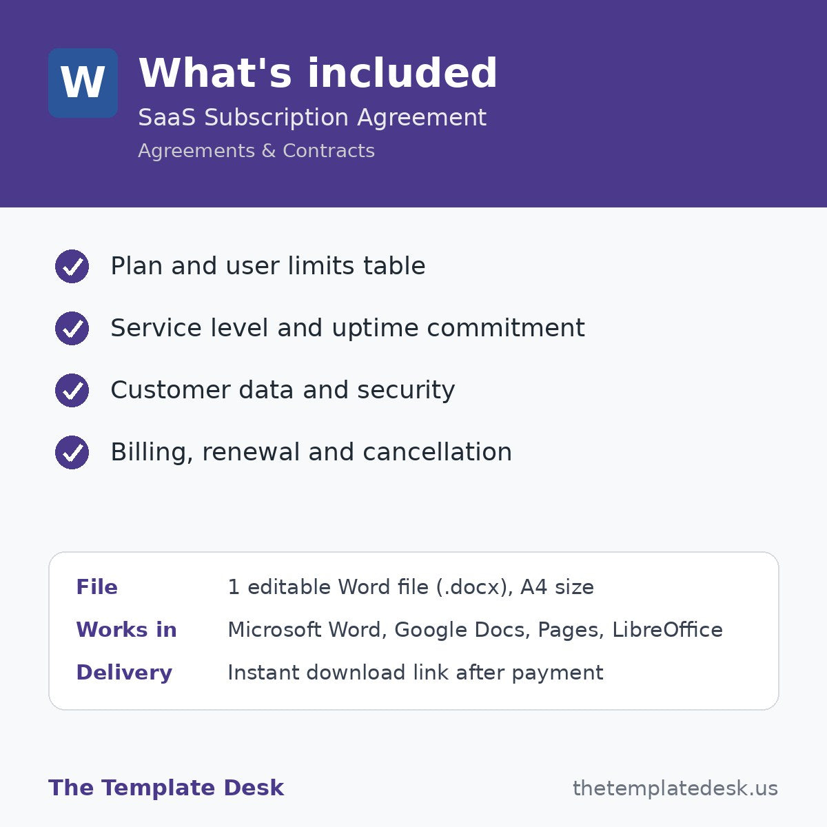 SaaS Subscription Agreement – what's included