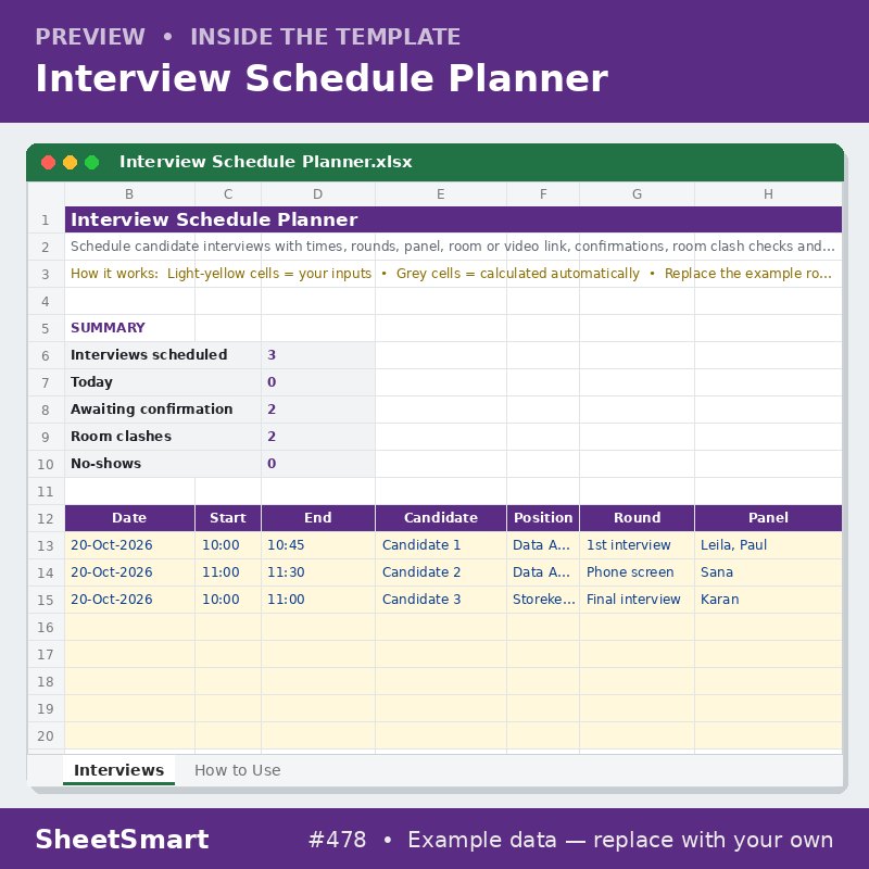 Interview Schedule Planner – sheet preview