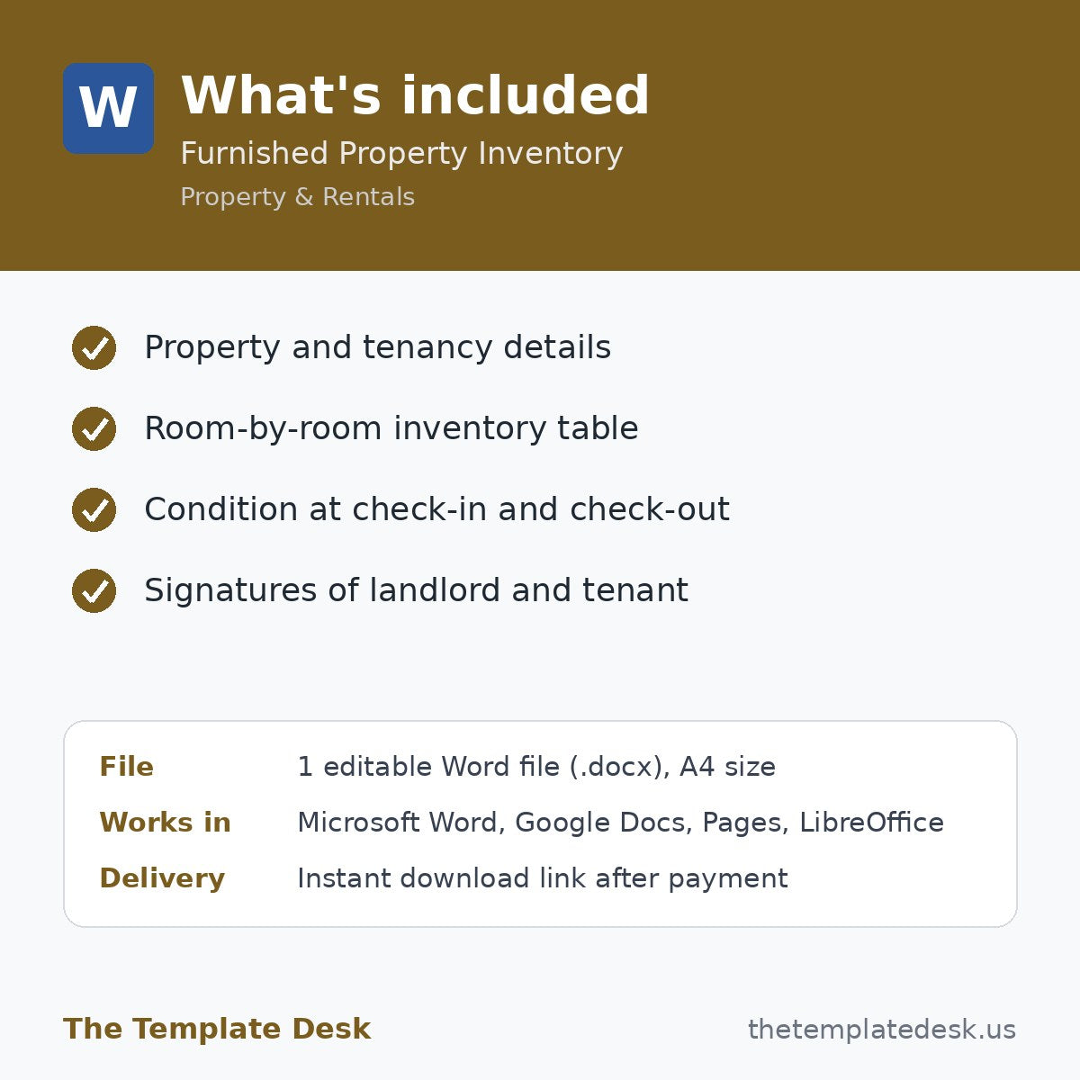 Furnished Property Inventory – what's included