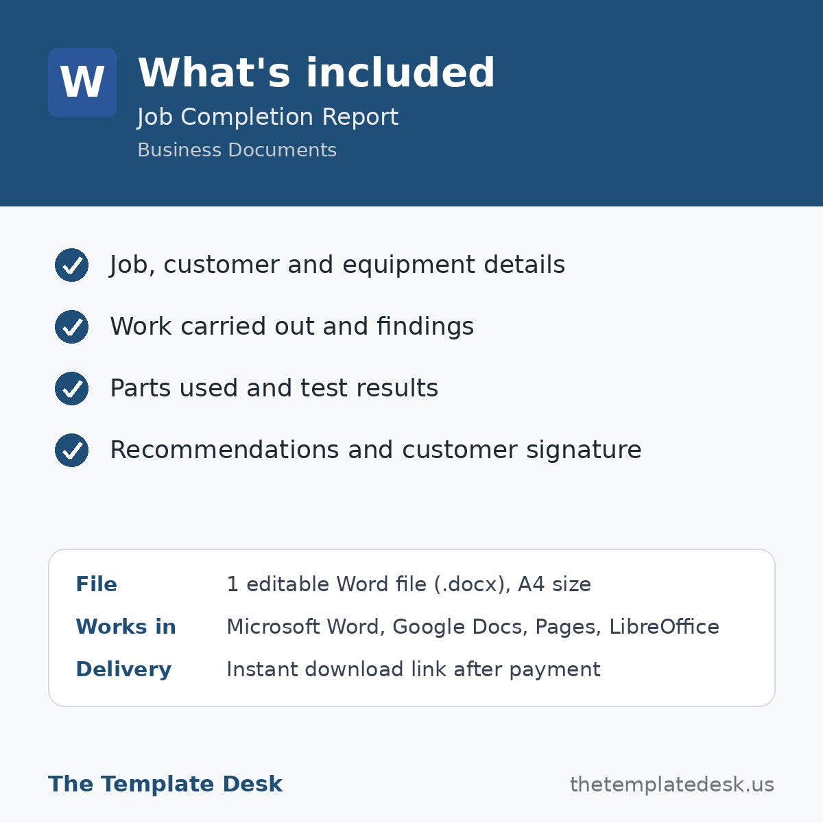 Job Completion Report – what's included