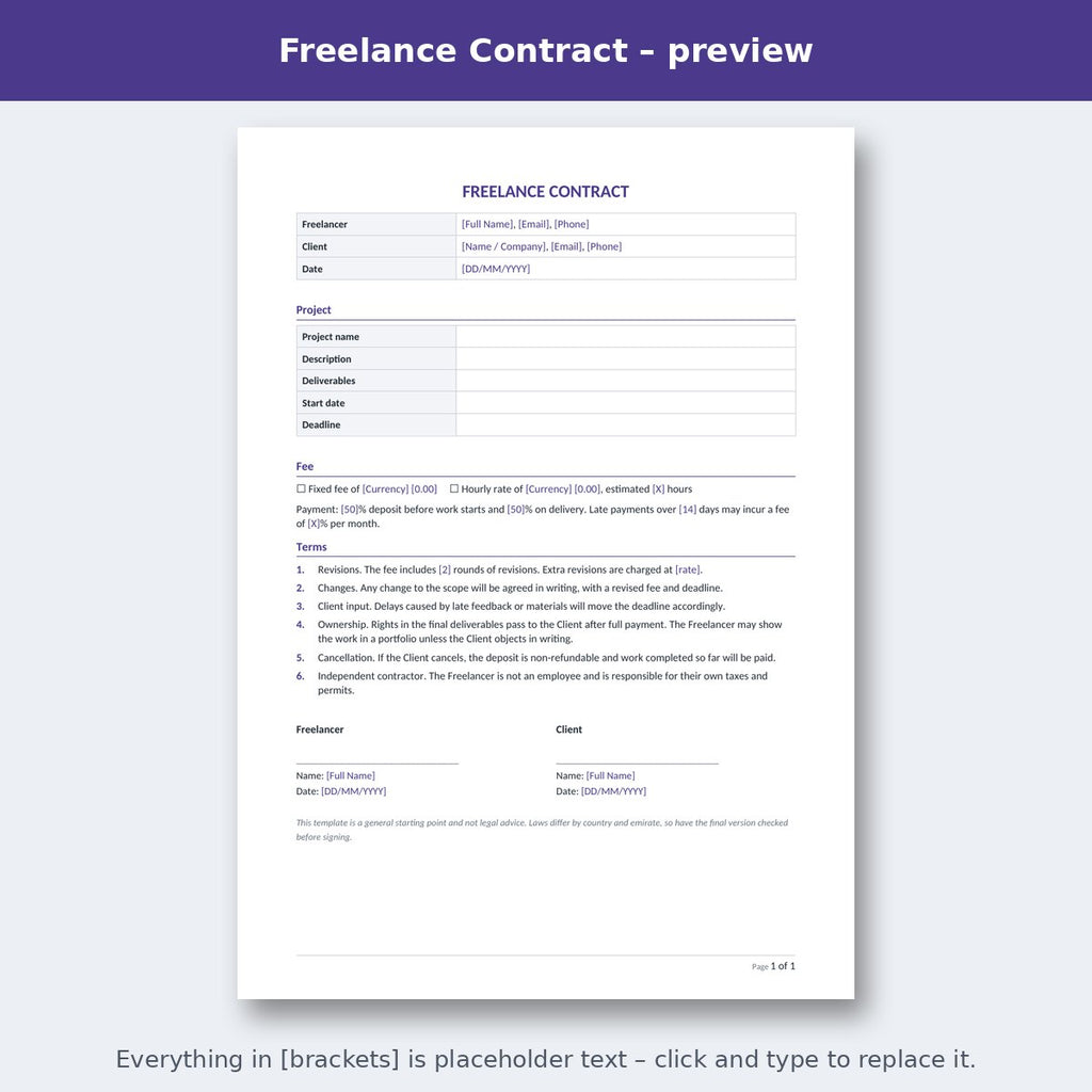 Freelance Contract – preview