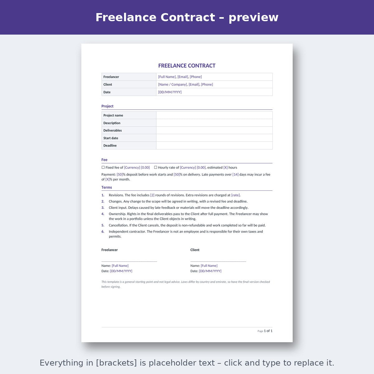 Freelance Contract – preview