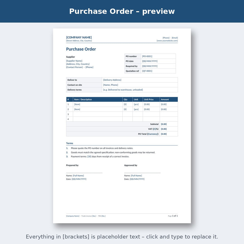 Purchase Order – preview