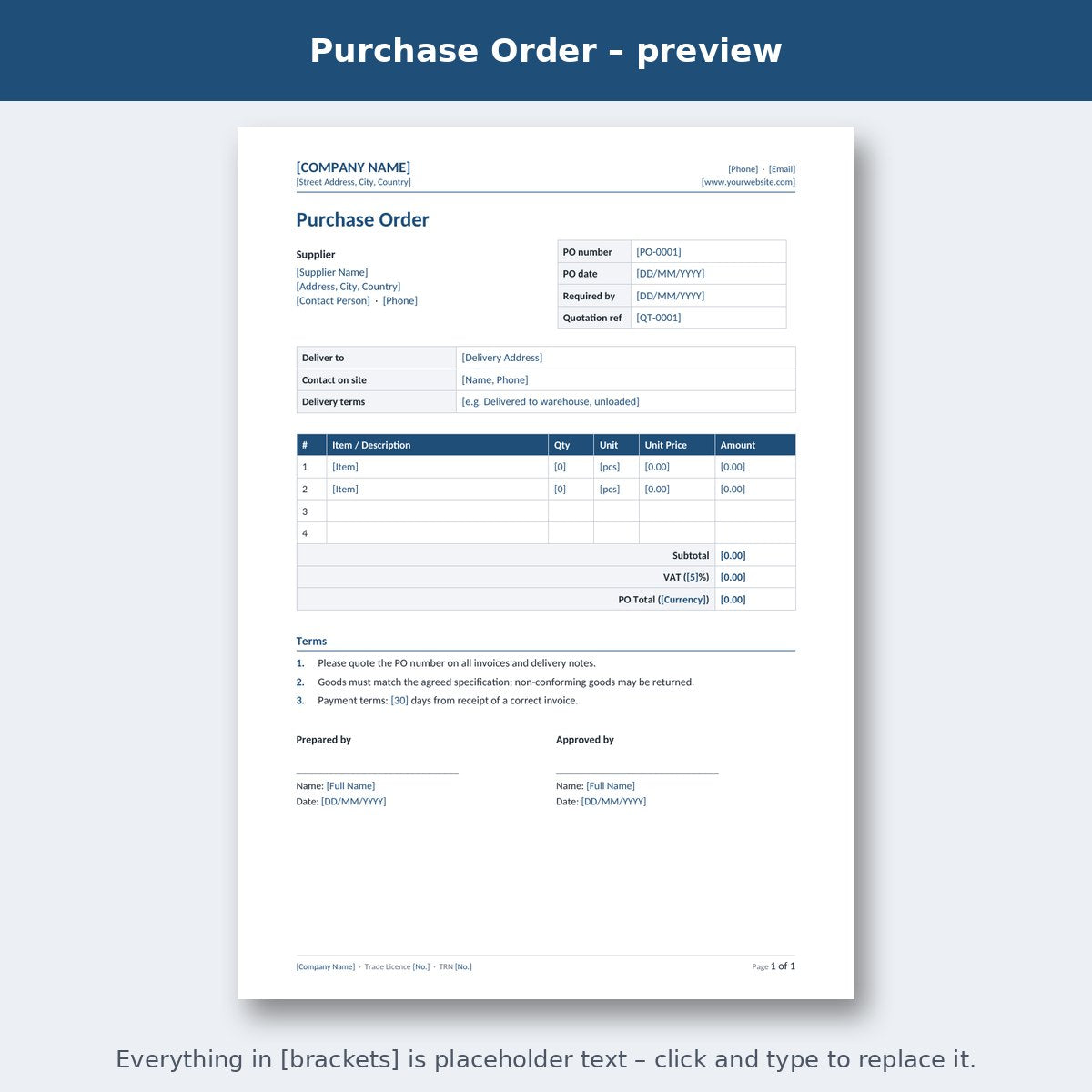 Purchase Order – preview