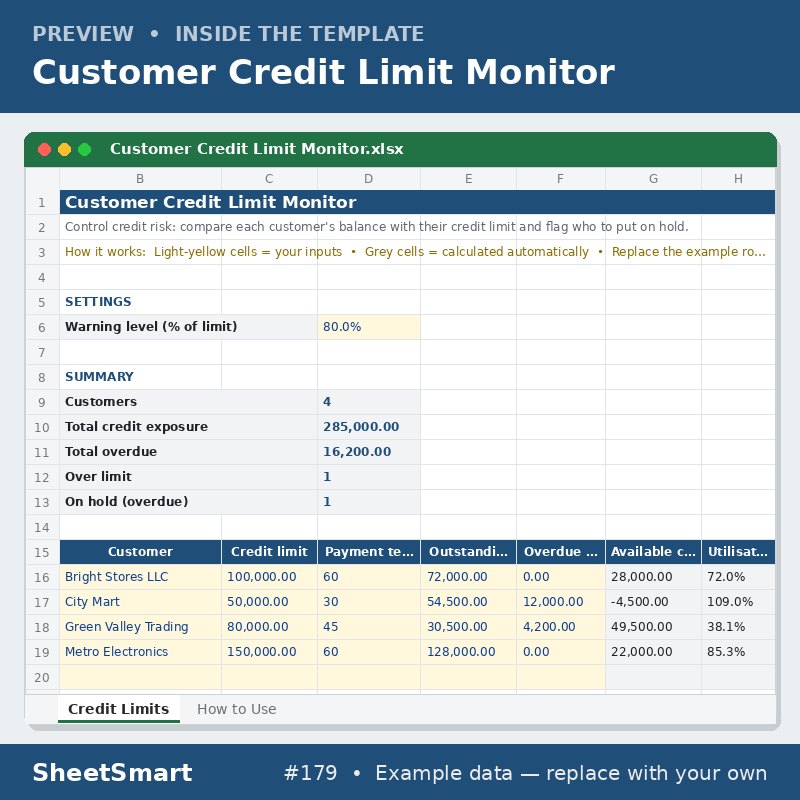 Customer Credit Limit Monitor – sheet preview