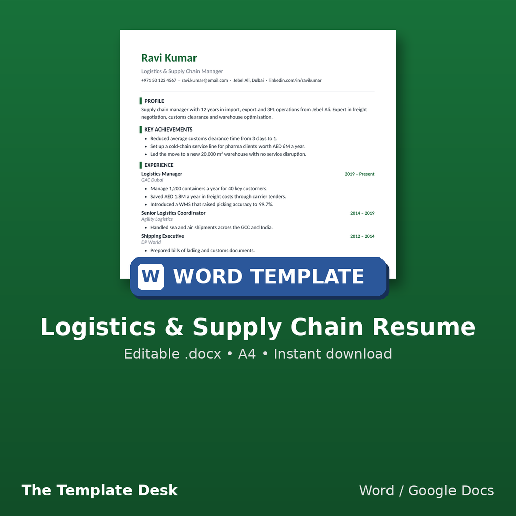 Logistics & Supply Chain Resume – cover