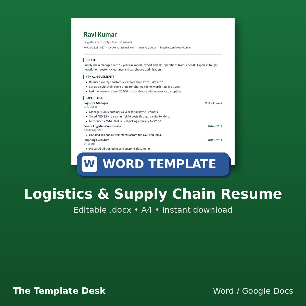 Logistics & Supply Chain Resume – cover