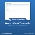 Weekly Class Timetable – cover