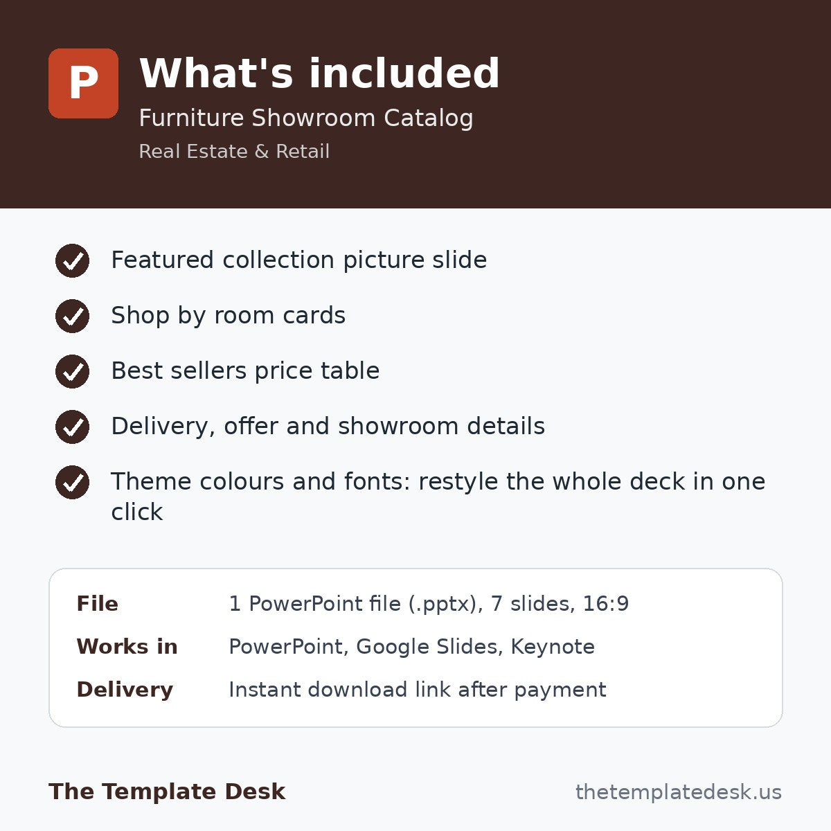 Furniture Showroom Catalog – what's included