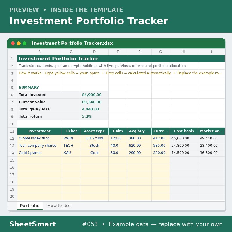 Investment Portfolio Tracker – sheet preview
