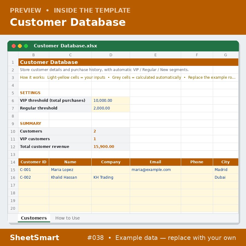 Customer Database – sheet preview