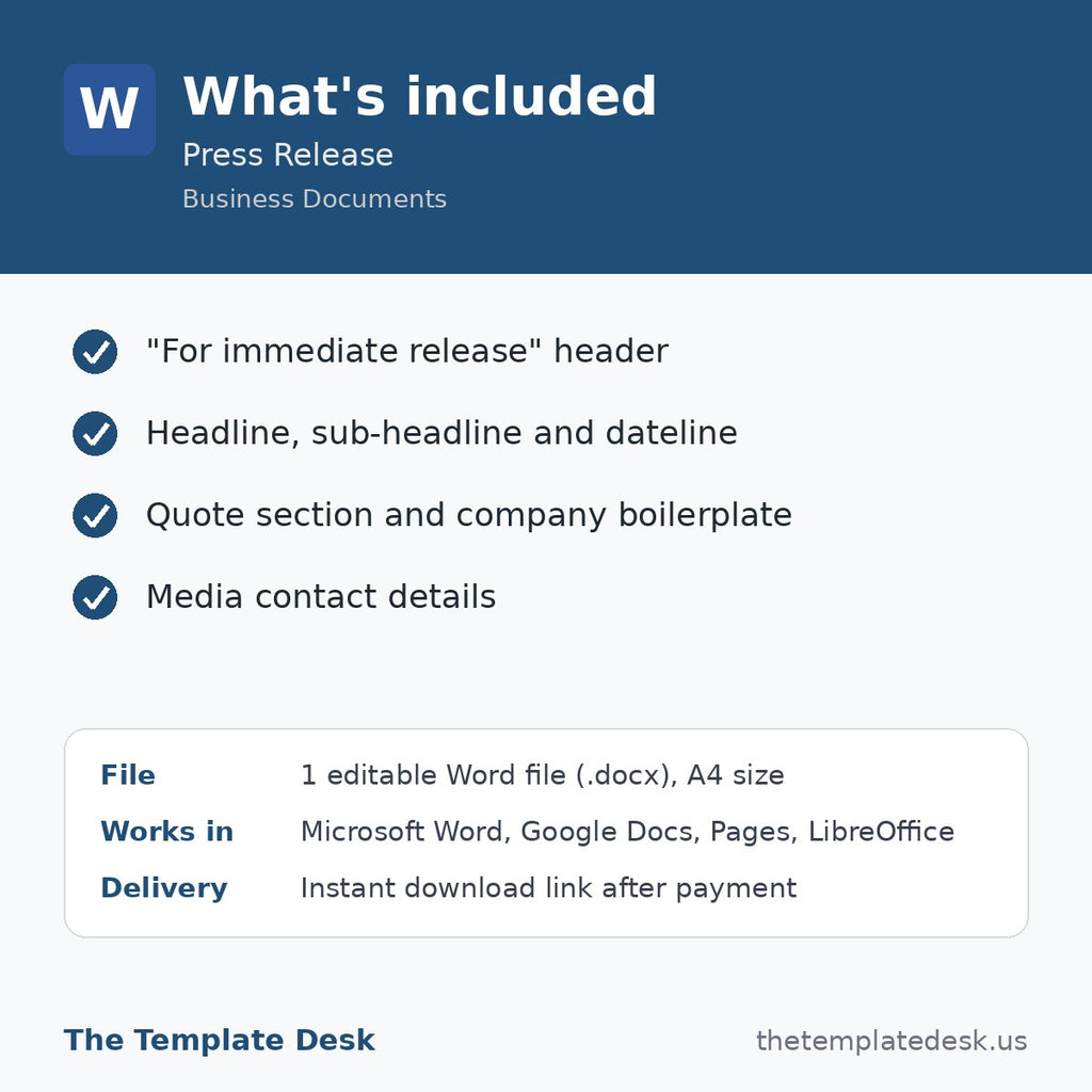 Press Release – what's included